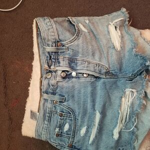 Levi's Light Blue Distressed Denim Shorts